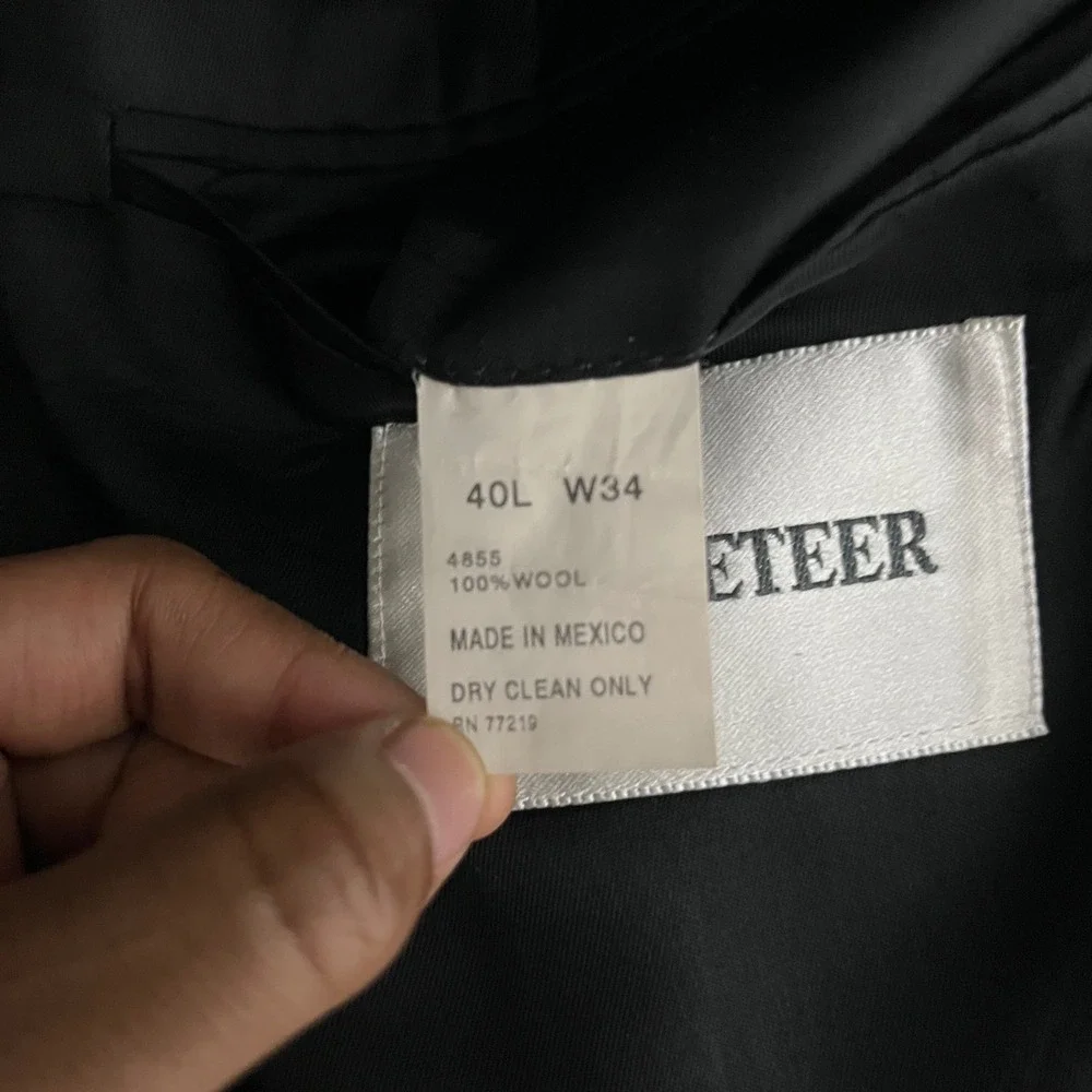 Cricketeer Suit Mens 40L W34 Charcoal Grey Solid‎ 100% Wool Two-Button Formal